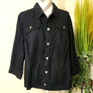 CJ Banks Black Lightweight Button Up Jacket Relaxed Fit